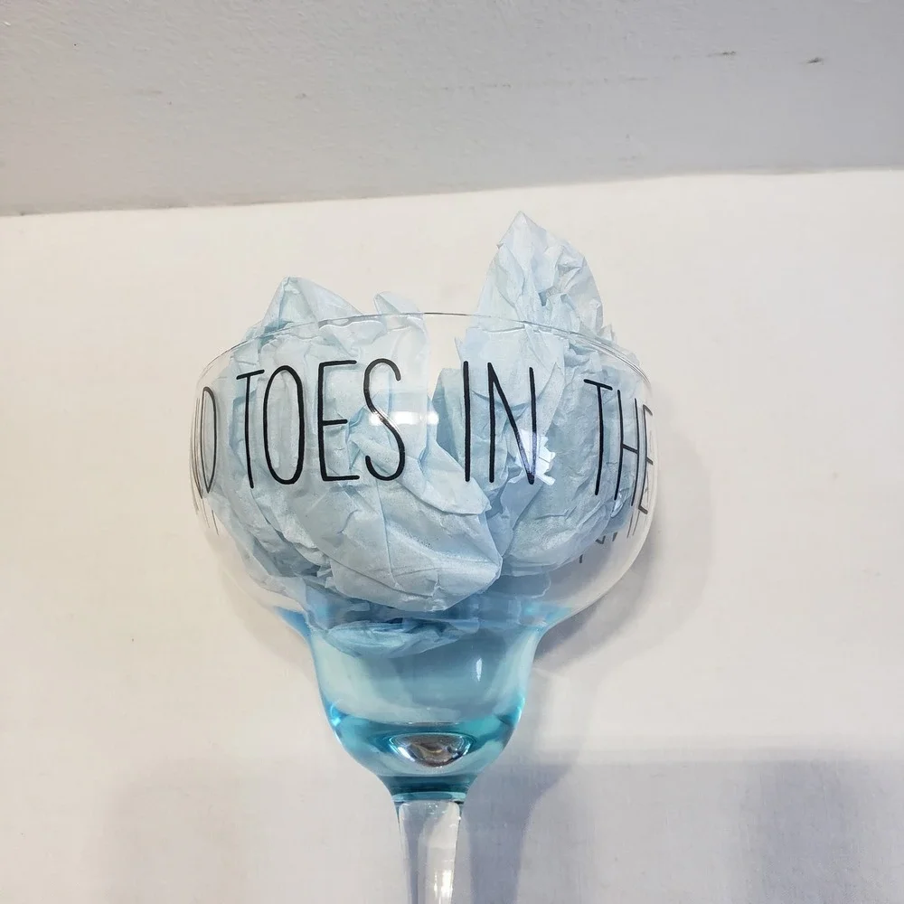 Mud Pie Margarita Glass Set Blue Gold Toes In Sand Cabana Boy